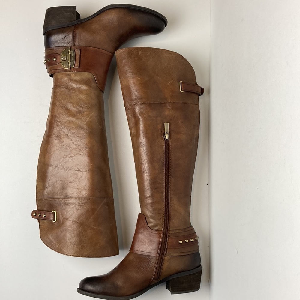 Vince Camuto Beatrix Harness Boot in Russet Sz 8 Riding Knee High Equestrian
